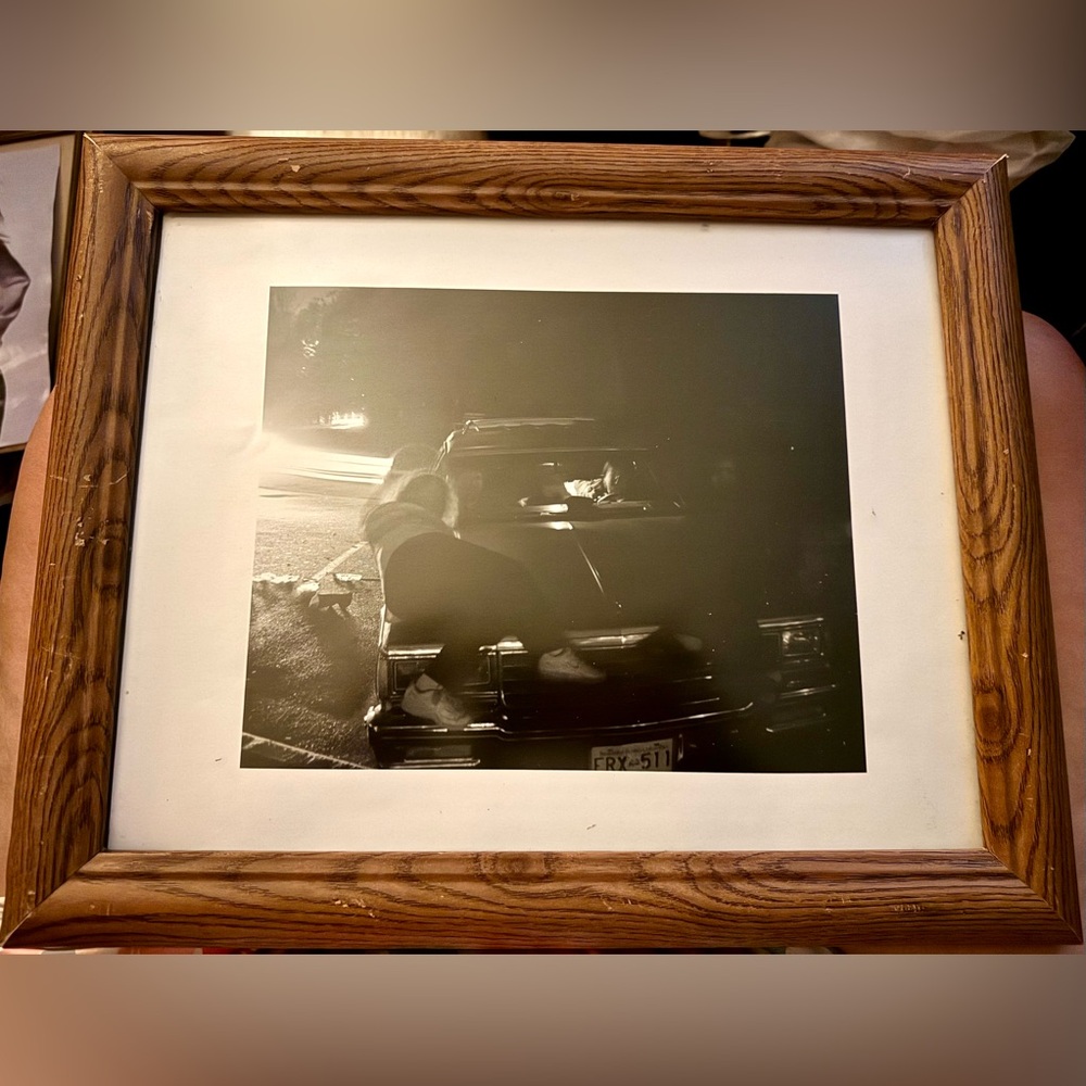 Signed, 90s Original Framed Vintage Black and White Car Photography Print